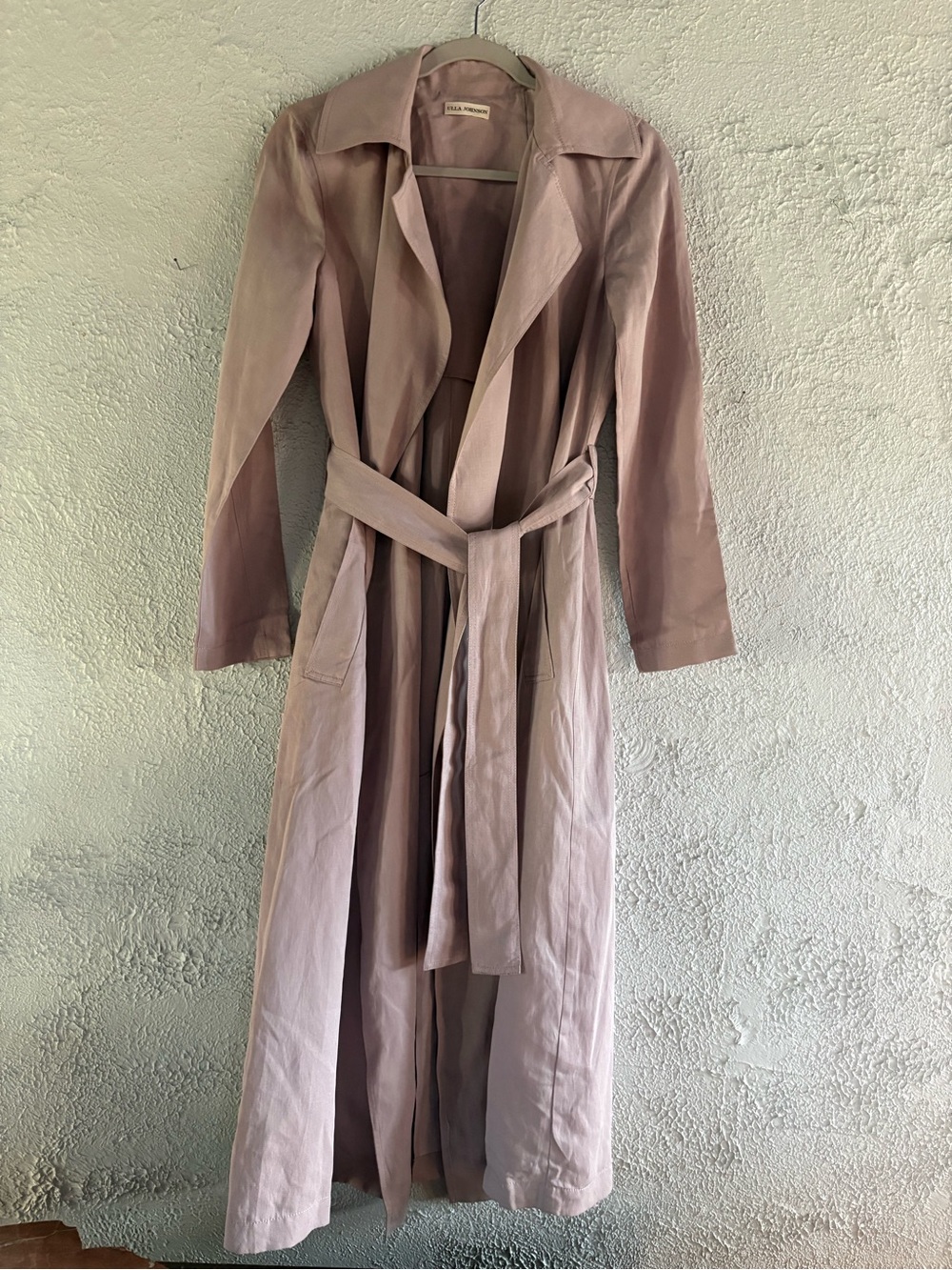 Blush Mauve Trench Coat with Waist Tie by Ulla Johnson